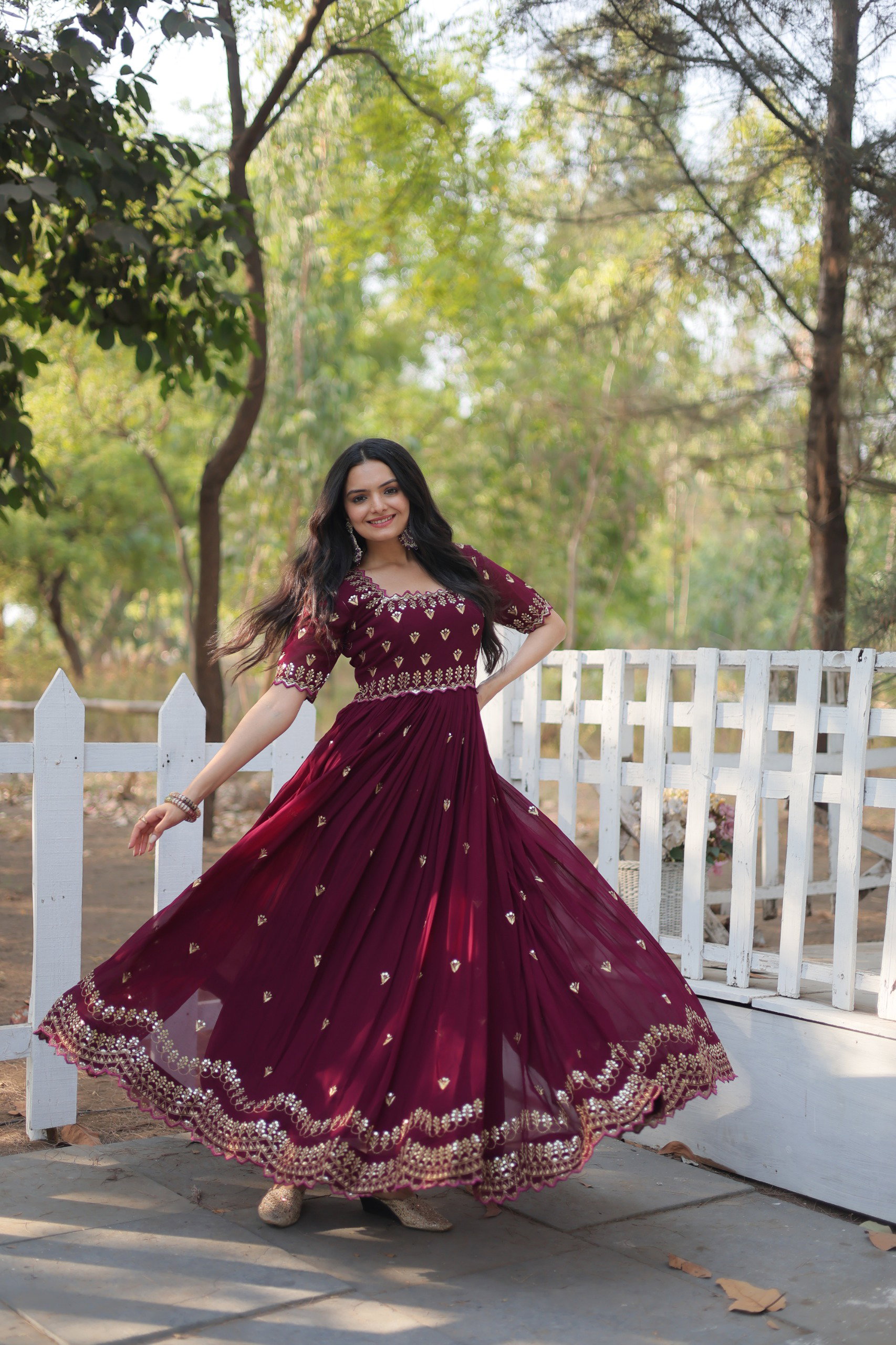 Lekha KA 1111 Faux Blooming Embroidery Zari Sequins Gown Collection