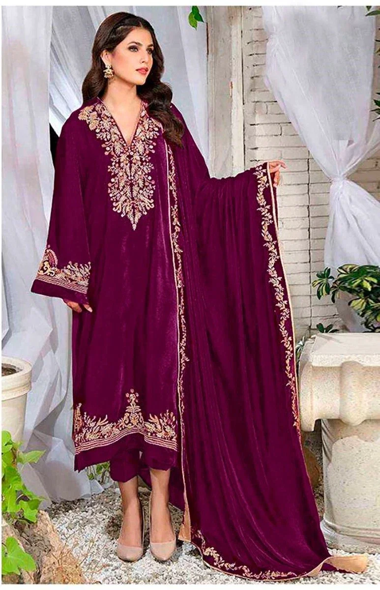 Florent 1024 A To C Velvet Embroidery Work Pakistani Salwar Kameez