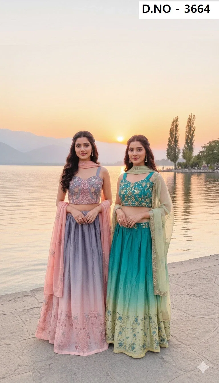 Agni Crop Top 3664 Viscose Chinon Embroidered Lehenga Choli