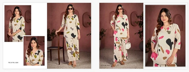 Ladies Flavour 3244 And 3245 Cotton Flex Print Top And Bottom