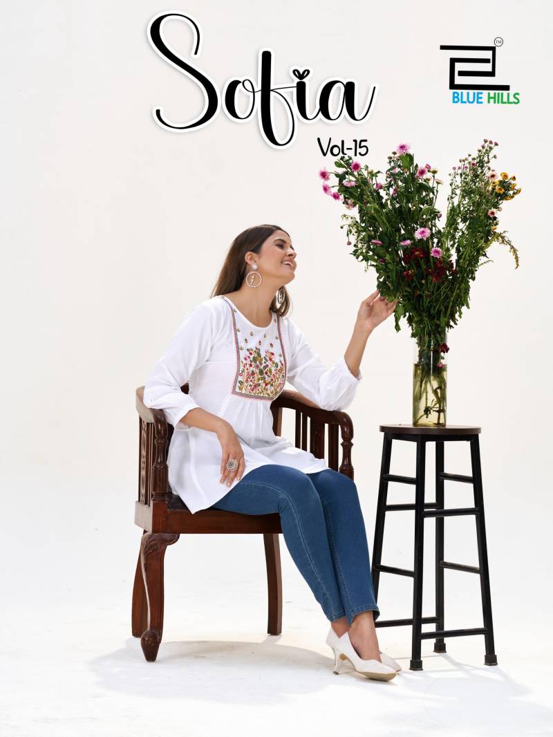 Blue Hills Sofia Vol 15 Rayon Embroidery Work Casual Wear Top