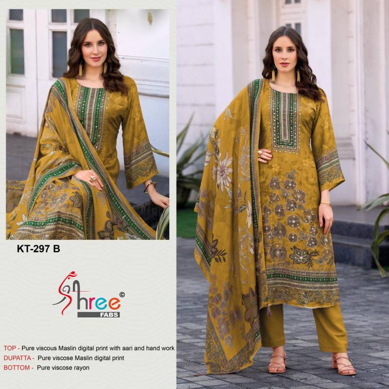Shree Kt 297 Viscose Maslin Digital Print Salwar Kameez Suits
