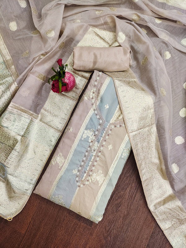 Navya Suit 153 Party Wear Unstitched handworked Jacquard Silk top with Bottom and Dupatta Suit