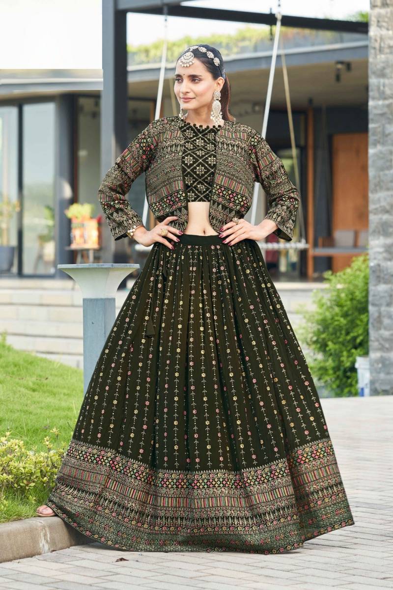 Ctz Amala Crepe Georgette Embroidered Jacket Lehenga Collection