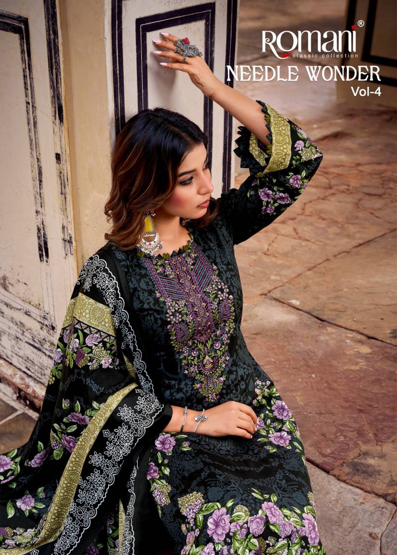 Romani Needle Wonder Vol 4 Cotton Digital Print Dress Material
