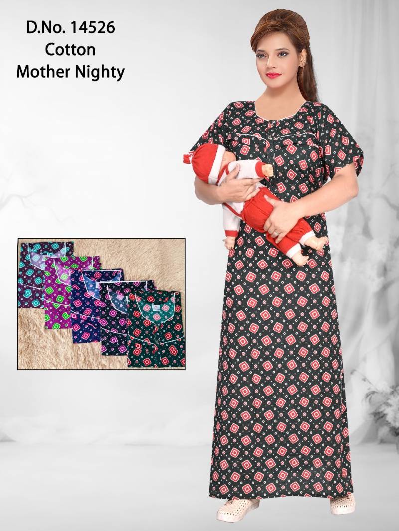 Seven Cross 14526 To 32 Cotton Printed Mother Nighty Suits Collection