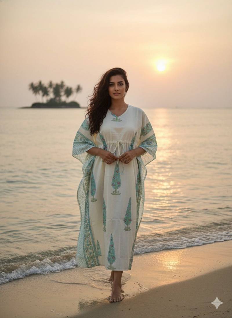 Naisha K 428 Cotton Slub Hand Block Print Kaftan Collection