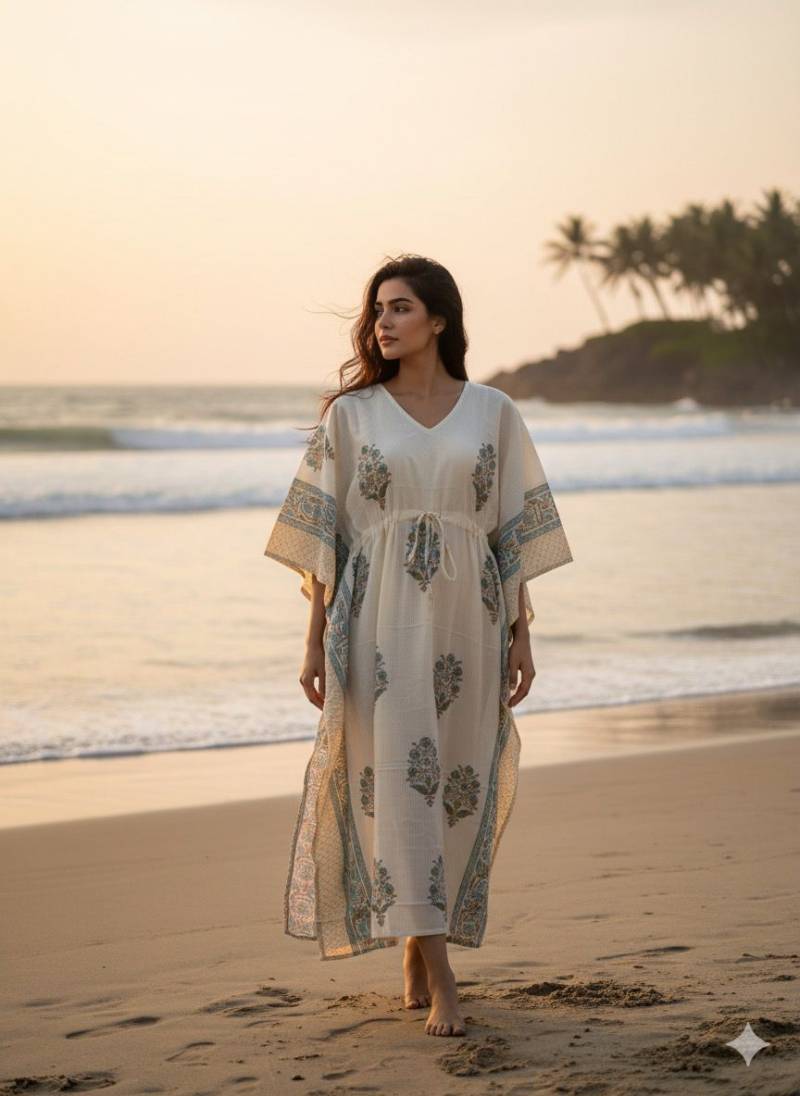 Naisha K 428 Cotton Slub Hand Block Print Kaftan Collection