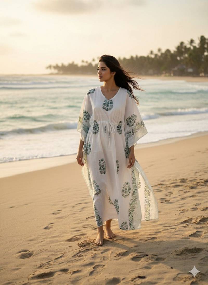 Naisha K 428 Cotton Slub Hand Block Print Kaftan Collection