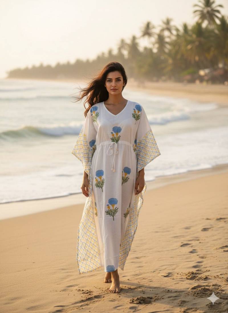 Naisha K 428 Cotton Slub Hand Block Print Kaftan Collection