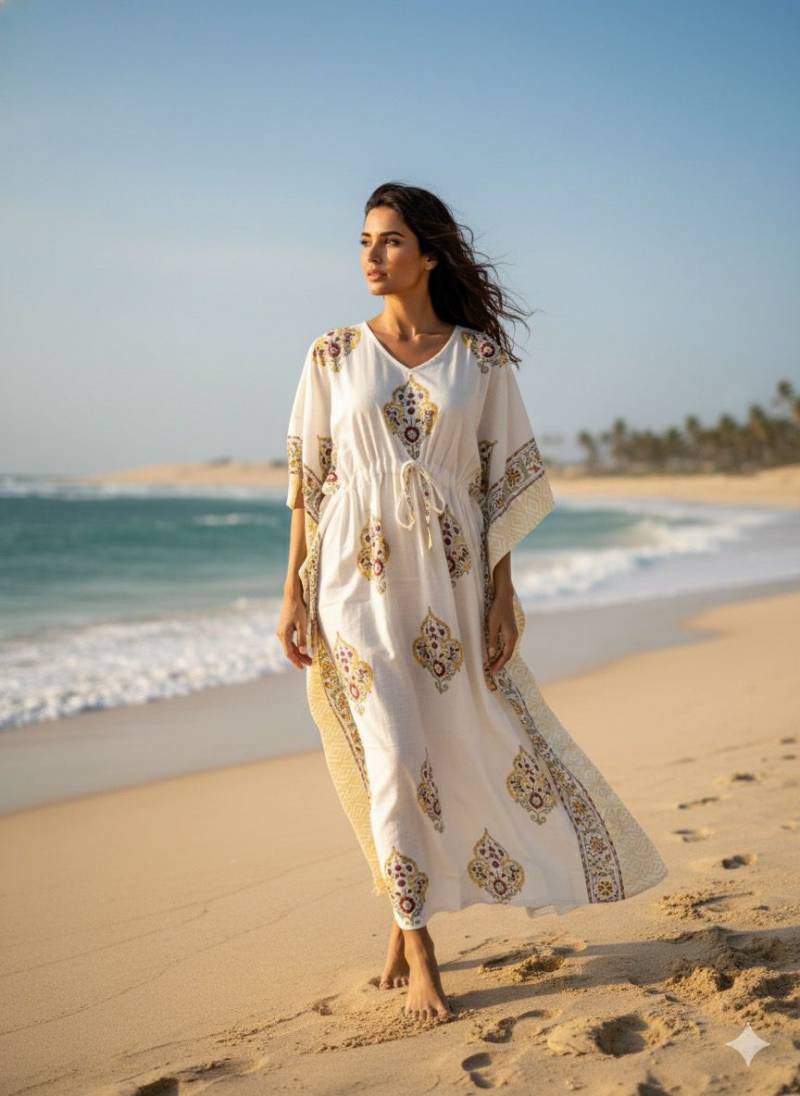 Naisha K 428 Cotton Slub Hand Block Print Kaftan Collection