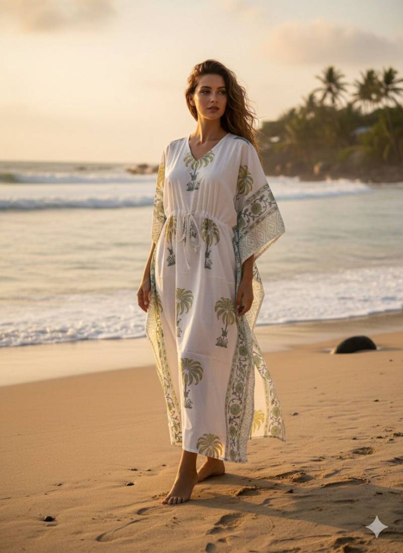 Naisha K 428 Cotton Slub Hand Block Print Kaftan Collection