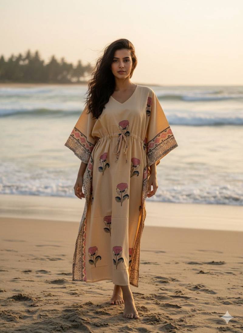 Naisha K 428 Cotton Slub Hand Block Print Kaftan Collection