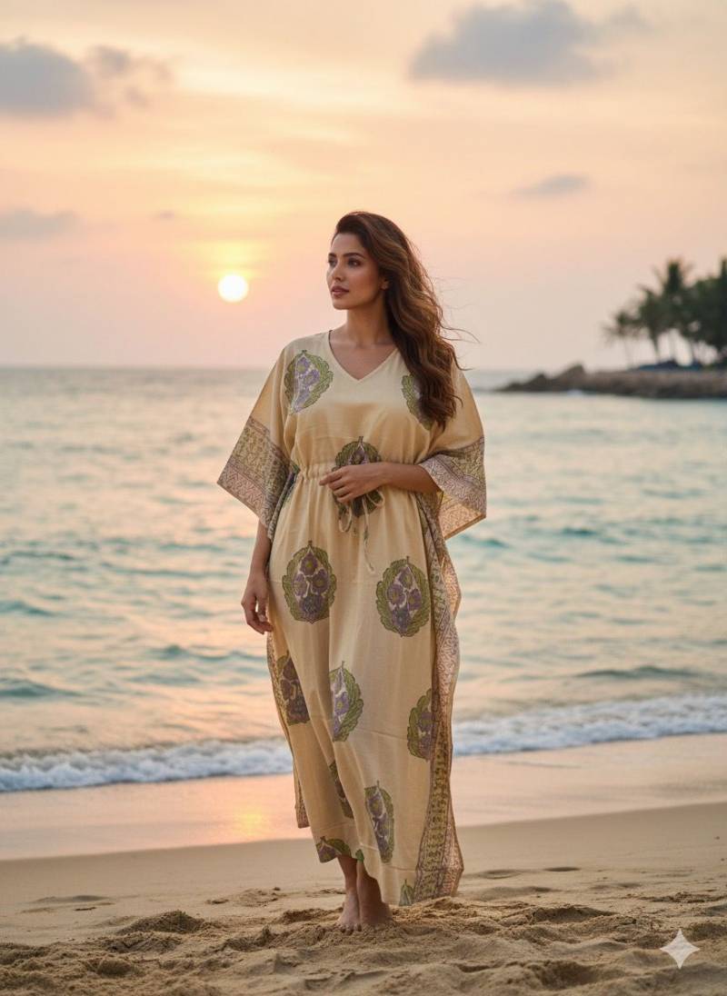 Naisha K 428 Cotton Slub Hand Block Print Kaftan Collection
