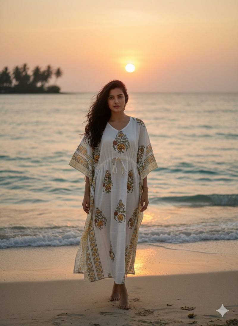 Naisha K 428 Cotton Slub Hand Block Print Kaftan Collection