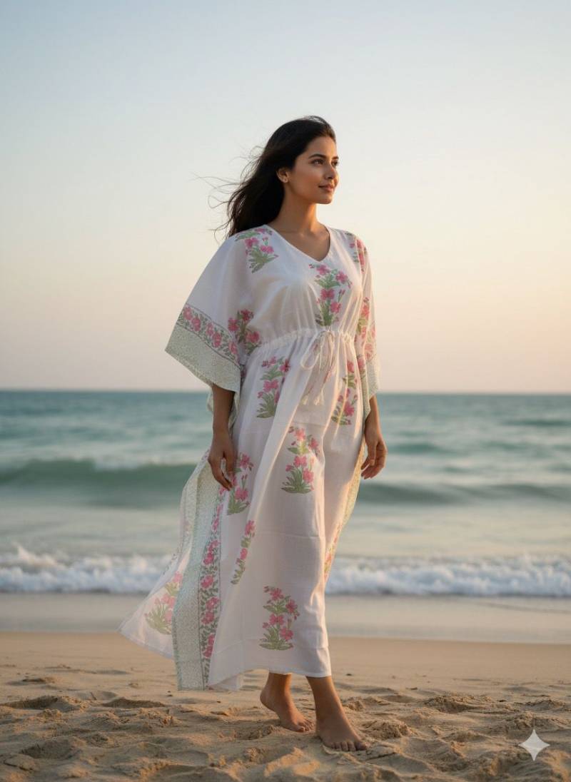Naisha K 428 Cotton Slub Hand Block Print Kaftan Collection