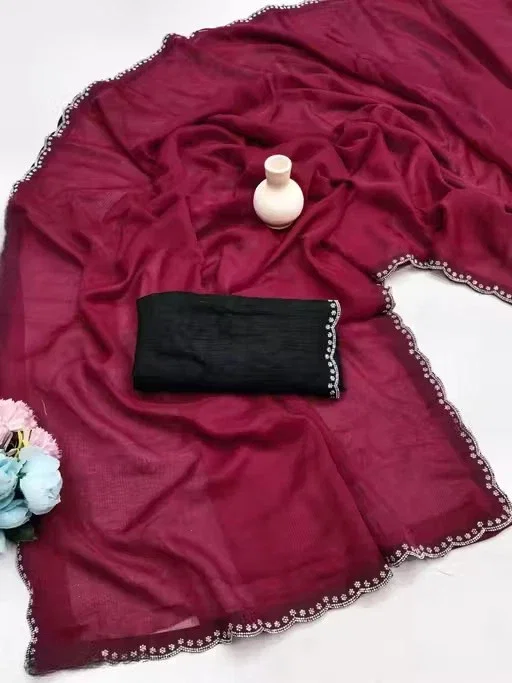 Star Maa Georgette Daily Were Plain Saree Collection