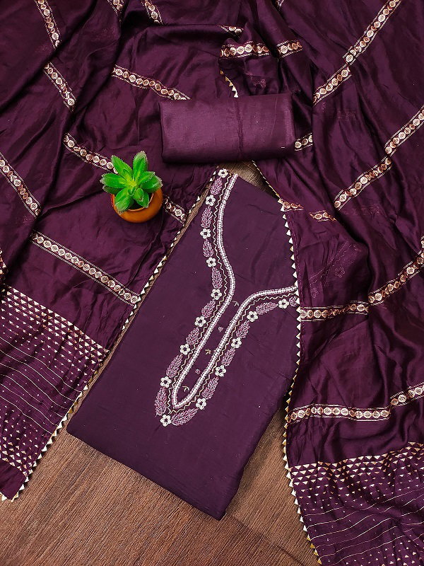 Navya Suit 154 Party Wear Unstitched Embroidery Cotton Top with Bottom and Dupatta Suit