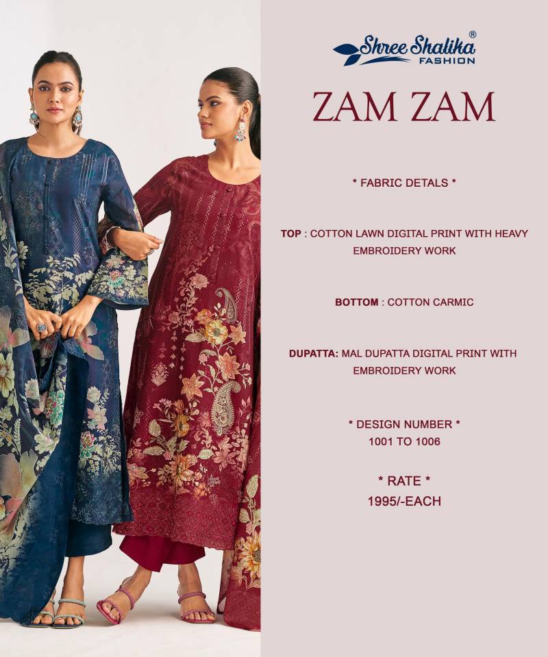 Shree Shalika Zam Zam Cotton Lawn Digital Print Work Dress Material