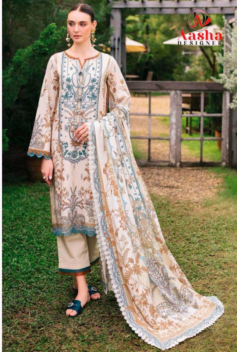 Aasha 1185 Chiffon Dupatta Cotton Print Pakistani Salwar Kameez