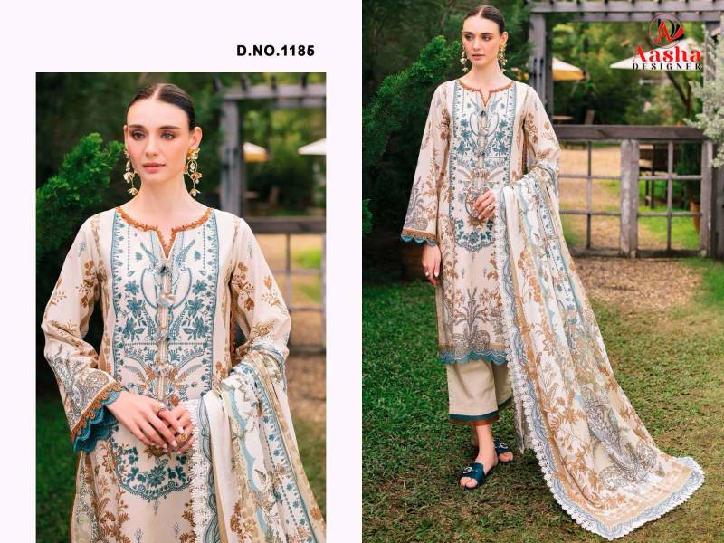 Aasha 1185 Chiffon Dupatta Cotton Print Pakistani Salwar Kameez