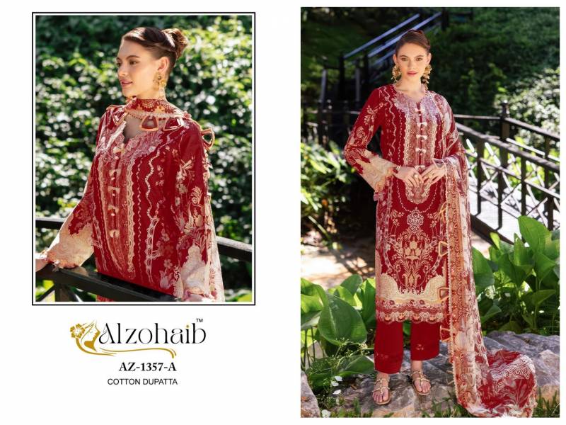 Alzohaib Humaira Vol 1 Chiffon Dupatta Cotton Work Pakistani Salwar Suits