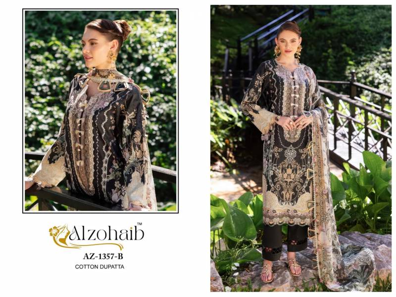 Alzohaib Humaira Vol 1 Chiffon Dupatta Cotton Work Pakistani Salwar Suits