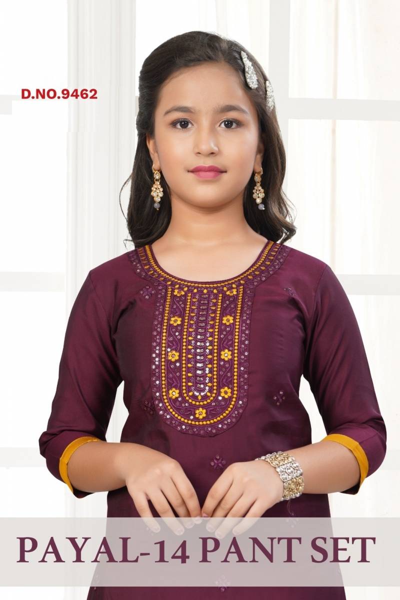 Payal Vol 14 Pant Set Roman Silk Kids Wear Kurti And Bottom Dupatta