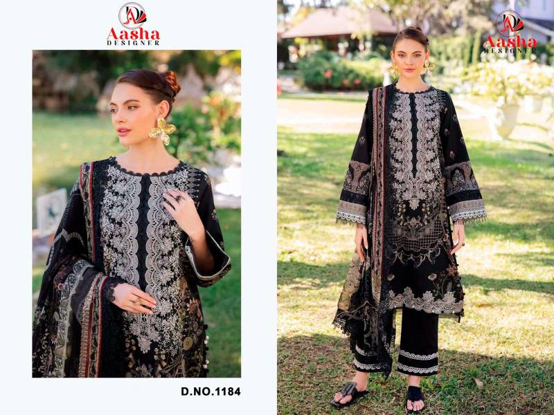 Aasha 1184 Chiffon Dupatta Cotton Print Pakistani Salwar Kameez Suits