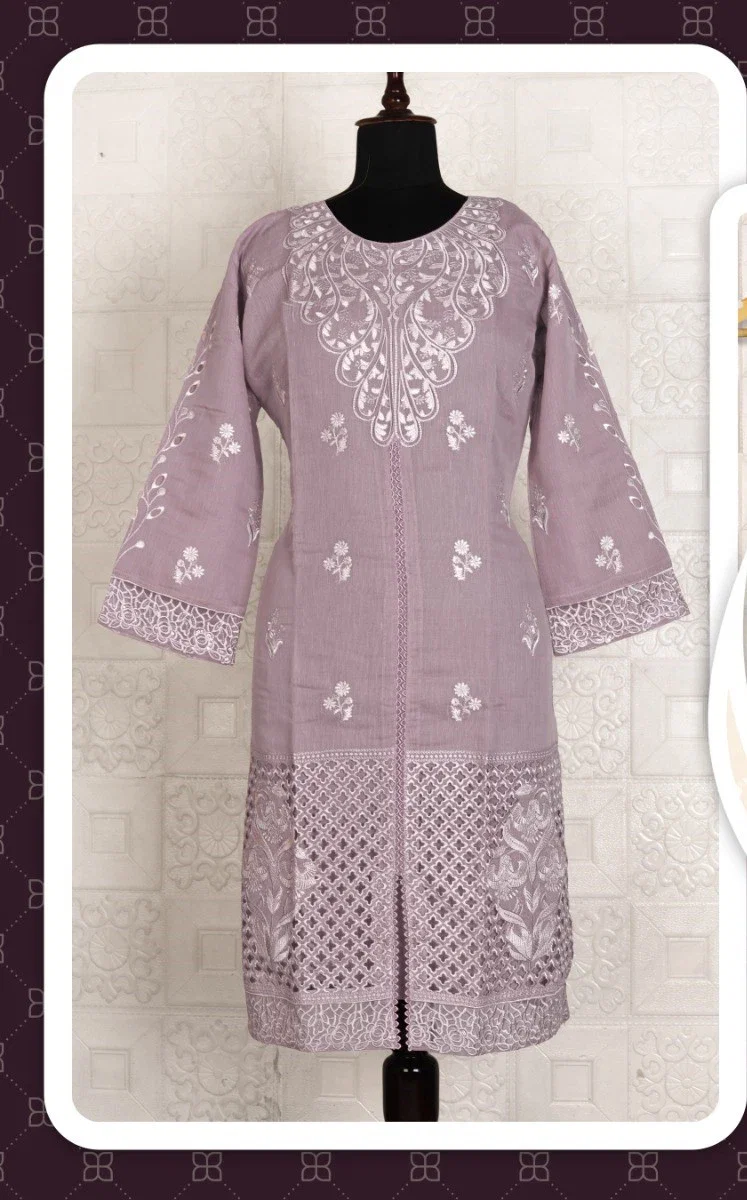 Safa Fashion Fab 1377 Linen Embroidered Top Bottom And Dupatta