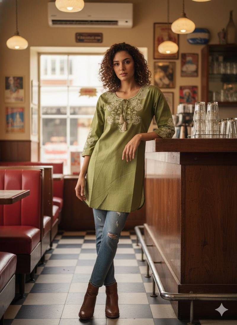 Naisha K 433 Cotton Embroidered Stylish Casual Wear Short Top