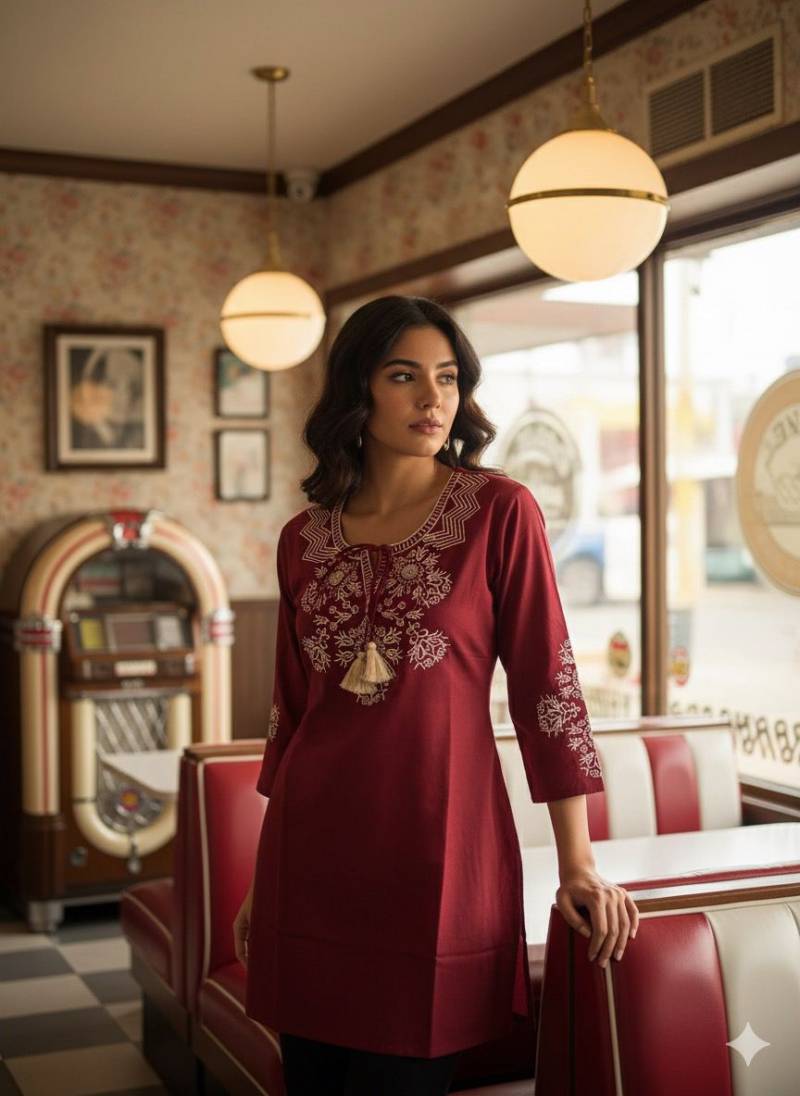 Naisha K 433 Cotton Embroidered Stylish Casual Wear Short Top