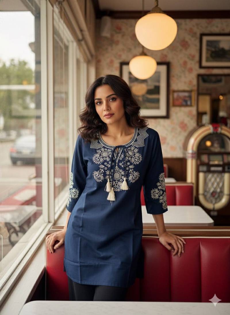 Naisha K 433 Cotton Embroidered Stylish Casual Wear Short Top
