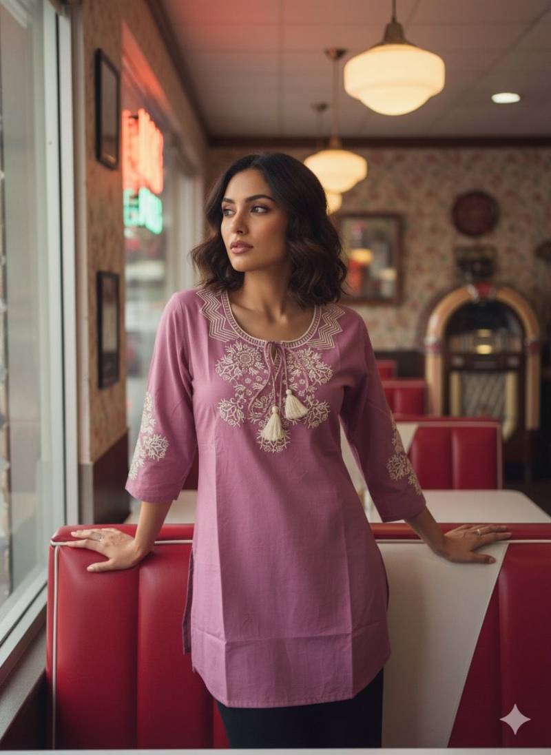 Naisha K 433 Cotton Embroidered Stylish Casual Wear Short Top