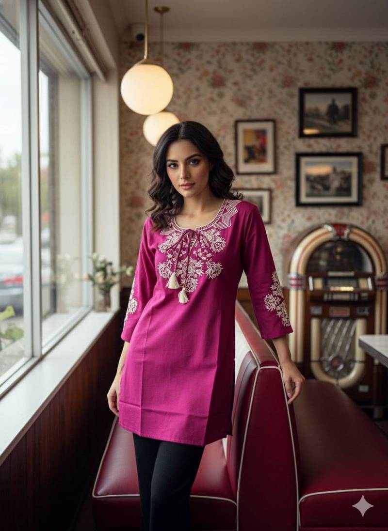 Naisha K 433 Cotton Embroidered Stylish Casual Wear Short Top
