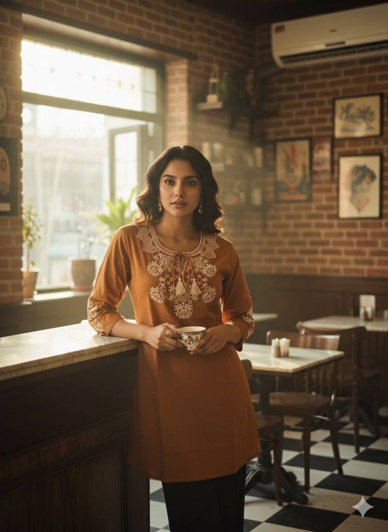 Naisha K 433 Cotton Embroidered Stylish Casual Wear Short Top
