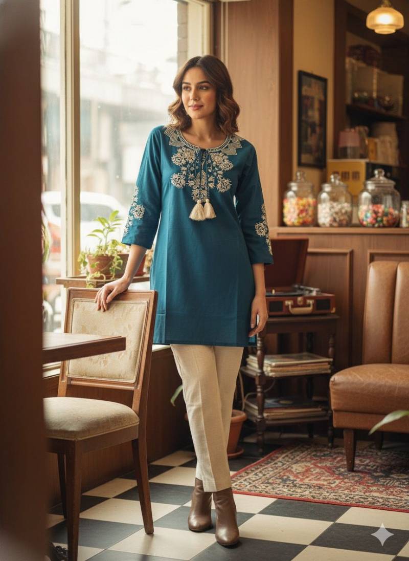 Naisha K 433 Cotton Embroidered Stylish Casual Wear Short Top
