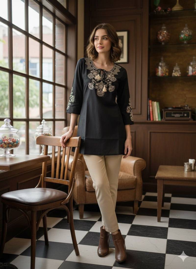 Naisha K 433 Cotton Embroidered Stylish Casual Wear Short Top