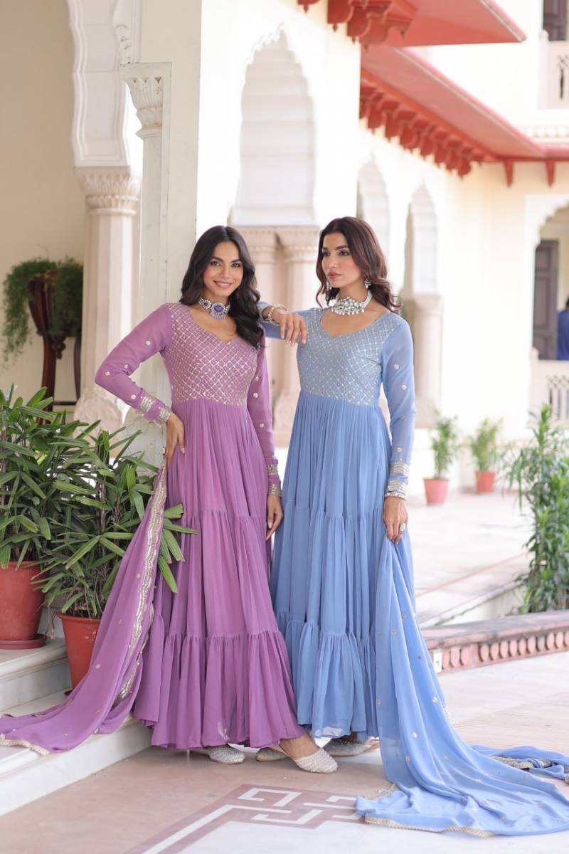 Lw 9280 Charming Designer Faux Georgette Gown With Dupatta Collection
