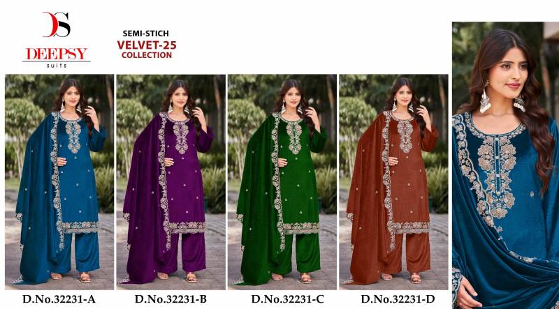 Deepsy Velvet 32231 A To D Velvet With Work Pakistani Salwar Kameez
