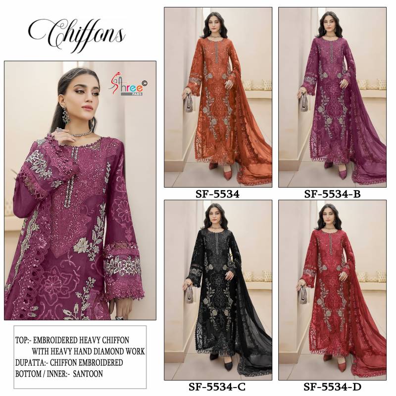 Shree Sf 5534 Chiffon Embroidered Pakistani Salwar Kameez