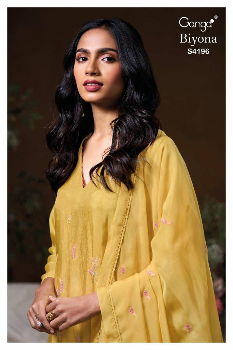 Ganga Biyona 4196 Bemberg Silk Embroidery Salwar Kameez Collection