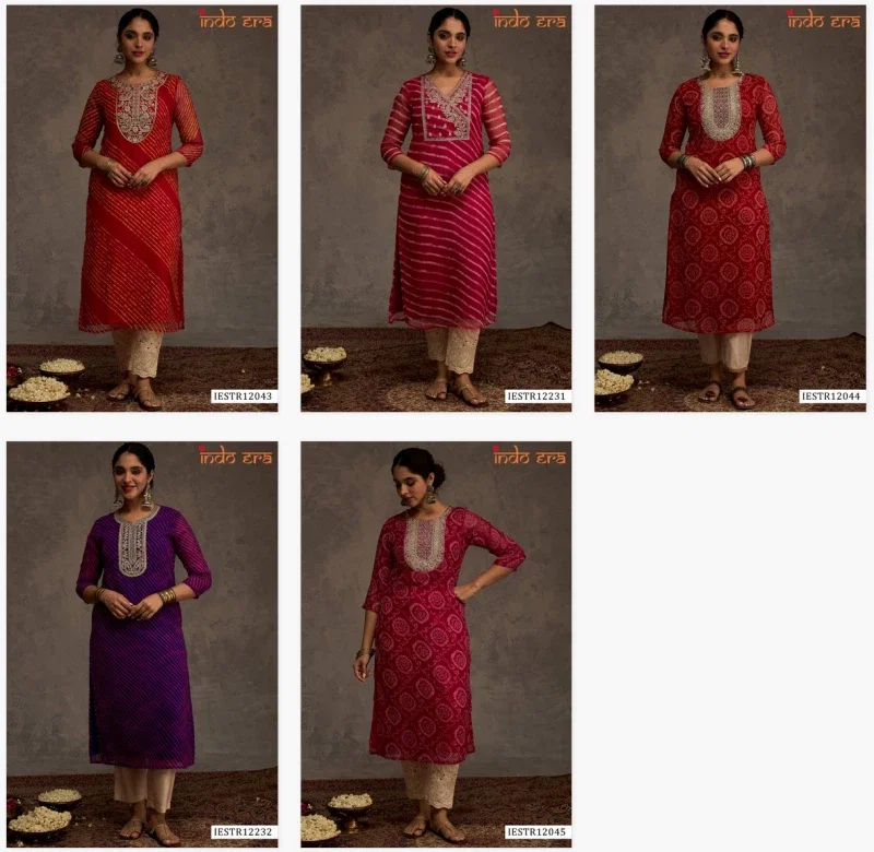 Indo Era 2582 Georgette Bandhani Printed Kurti Collection
