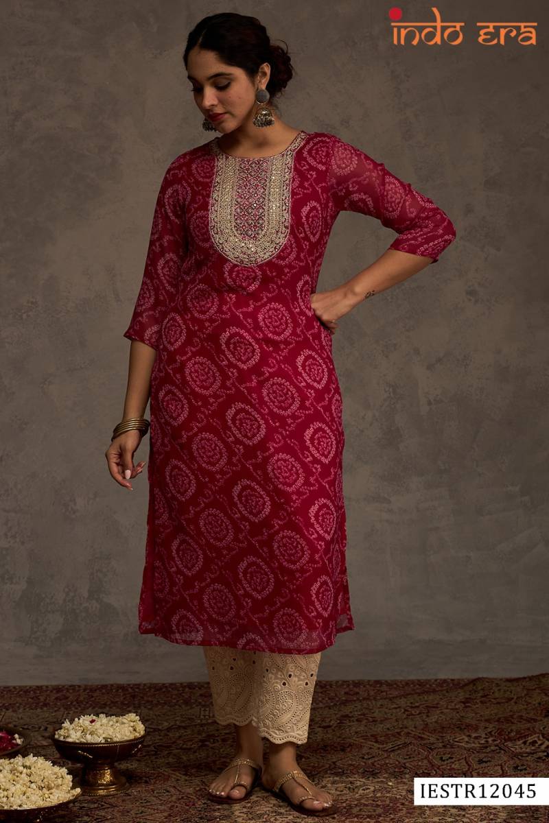 Indo Era 2582 Georgette Bandhani Printed Kurti Collection