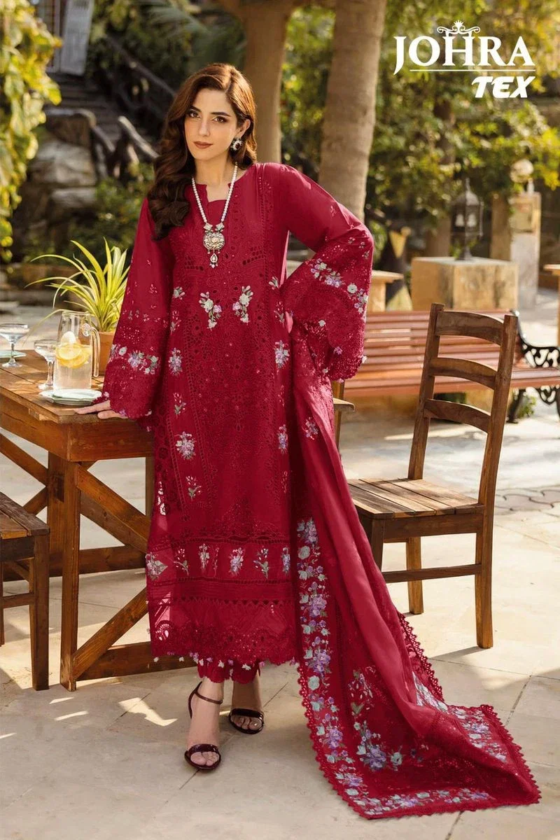 Johra Tex 183 Cambric Cotton Embroidery Pakistani Salwar Suits