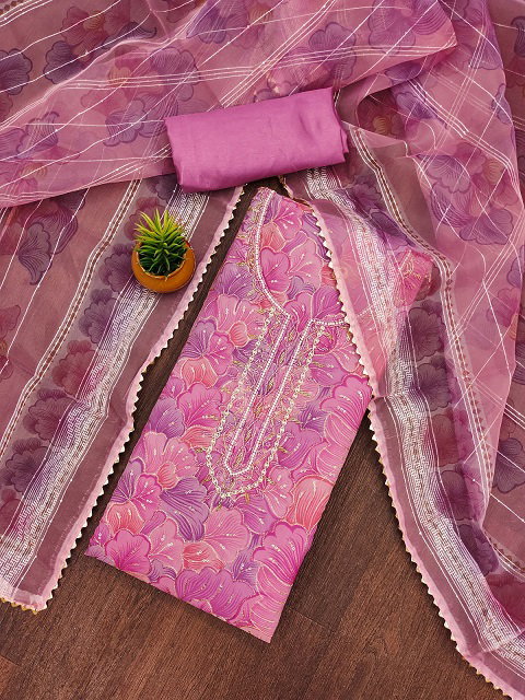 Navya Suit 156 Party Wear Unstitched handworked Organza Silk top with Bottom and Dupatta Suit