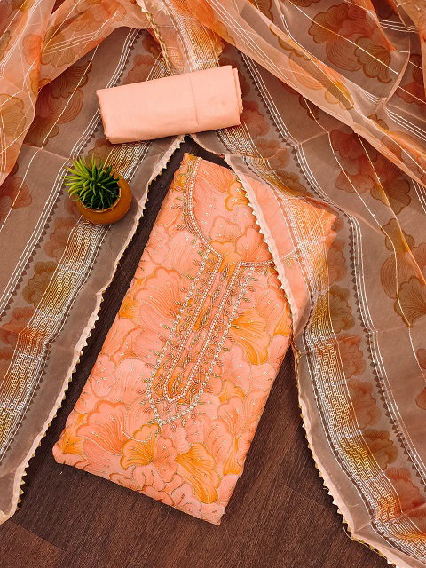 Navya Suit 156 Party Wear Unstitched handworked Organza Silk top with Bottom and Dupatta Suit