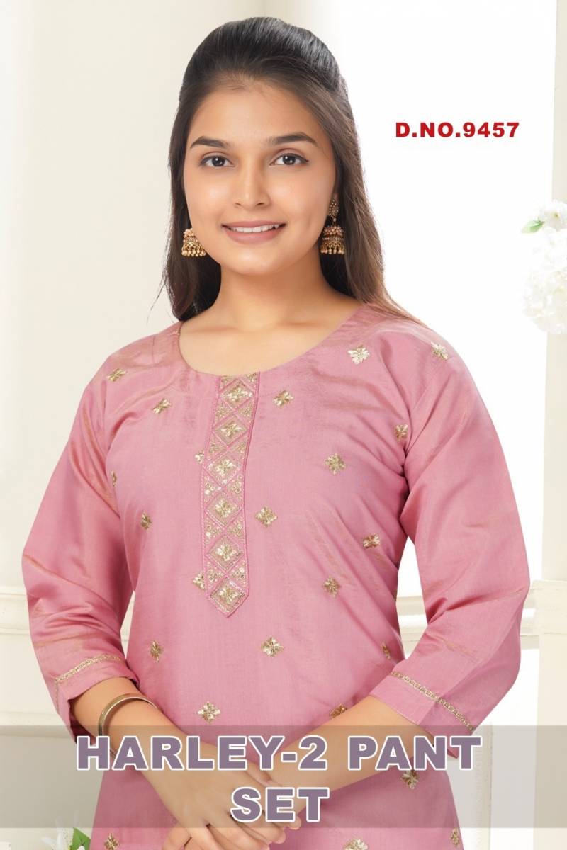 Harley Vol 2 Pant Set Roman Shimmer Kurti And Bottom Dupatta