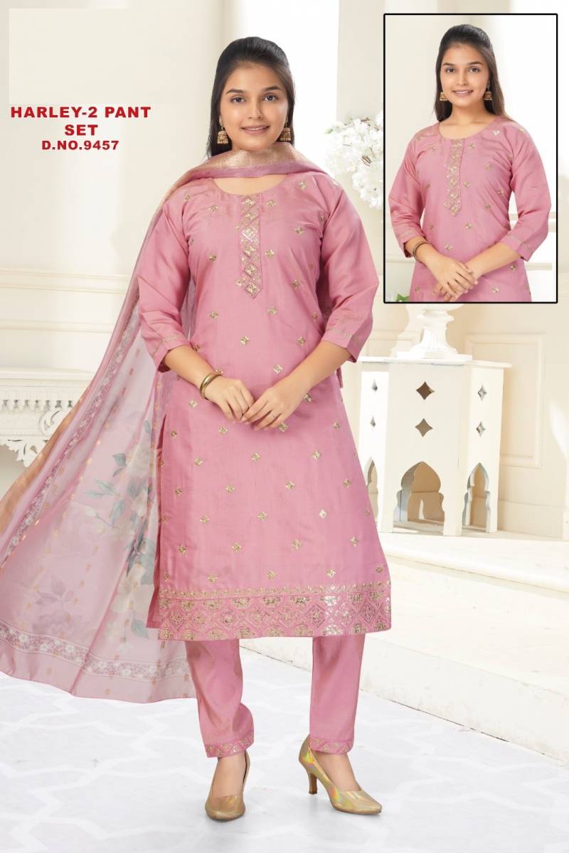 Harley Vol 2 Pant Set Roman Shimmer Kurti And Bottom Dupatta