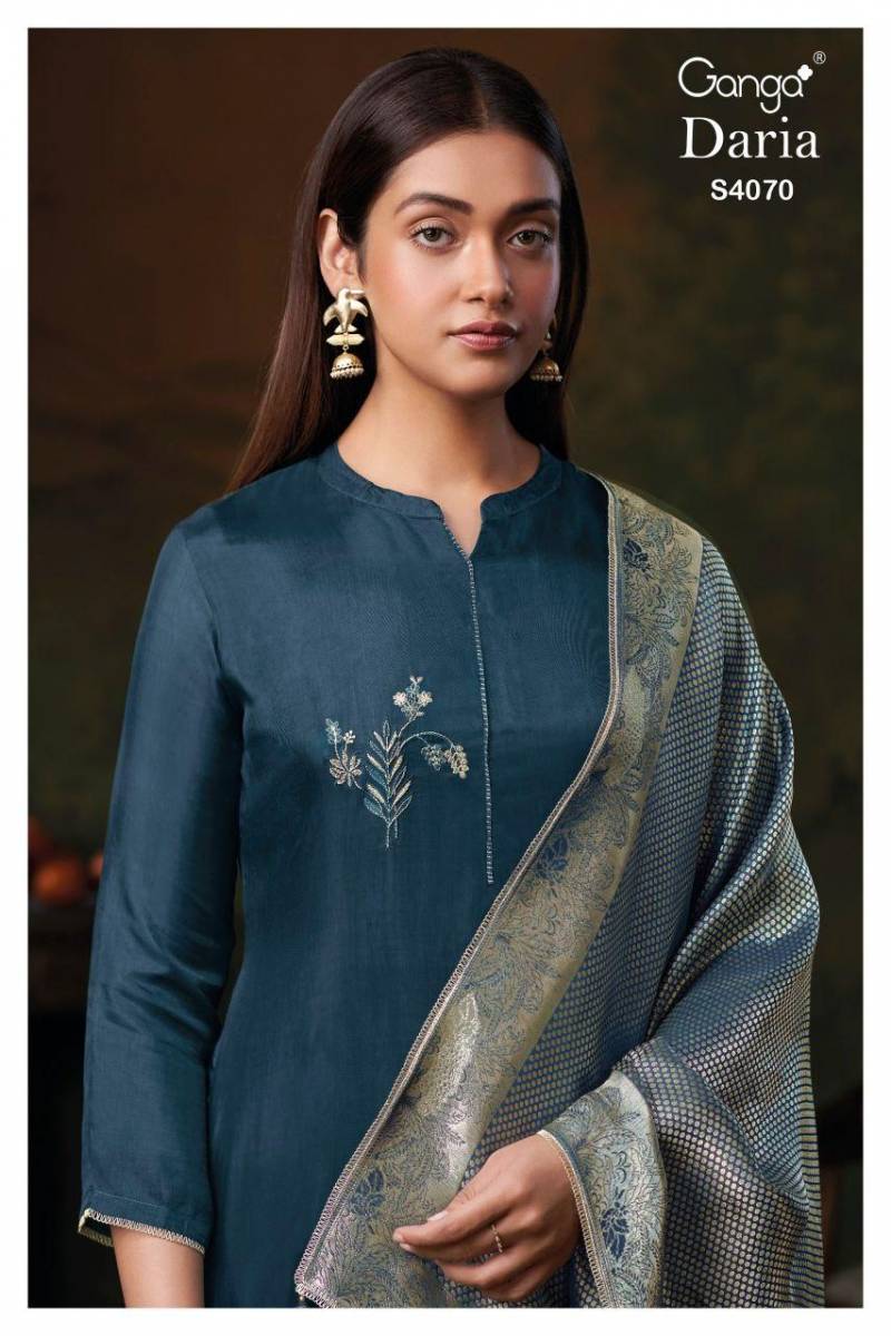 Ganga Daria 4070 Bemberg Silk Embroidery Work Salwar Kameez